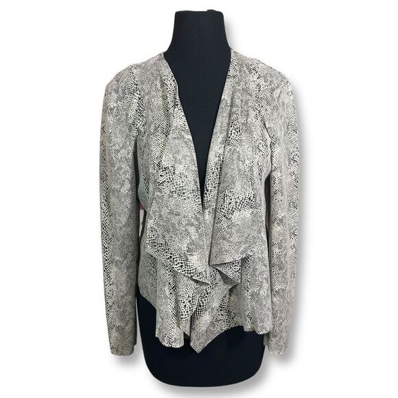 Blank NYC Jackets & Blazers - Blank NYC Snake Print Waterfall Draped Blazer Jacket Grey Open Front Jacket Med